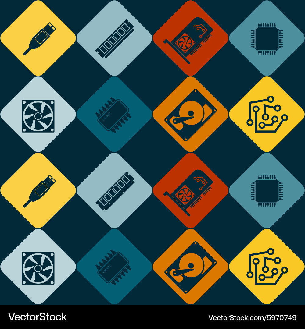 Seamless background with computer hardware vector image