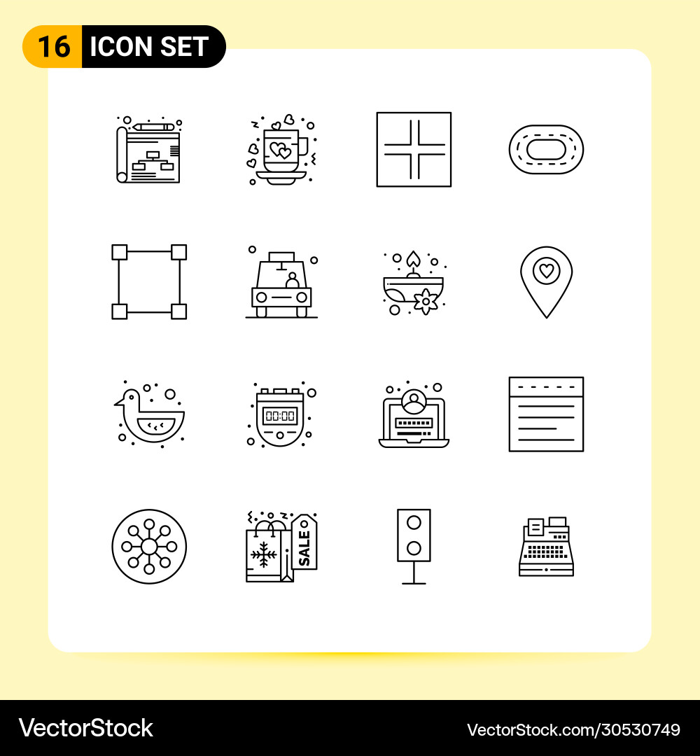Set 16 outlines on grid for rectangle path Vector Image
