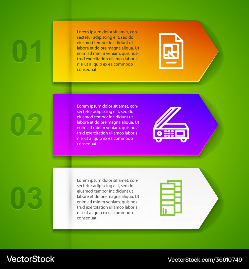 Set line file document scanner and pantone Set line file document scanner and pantone vector image