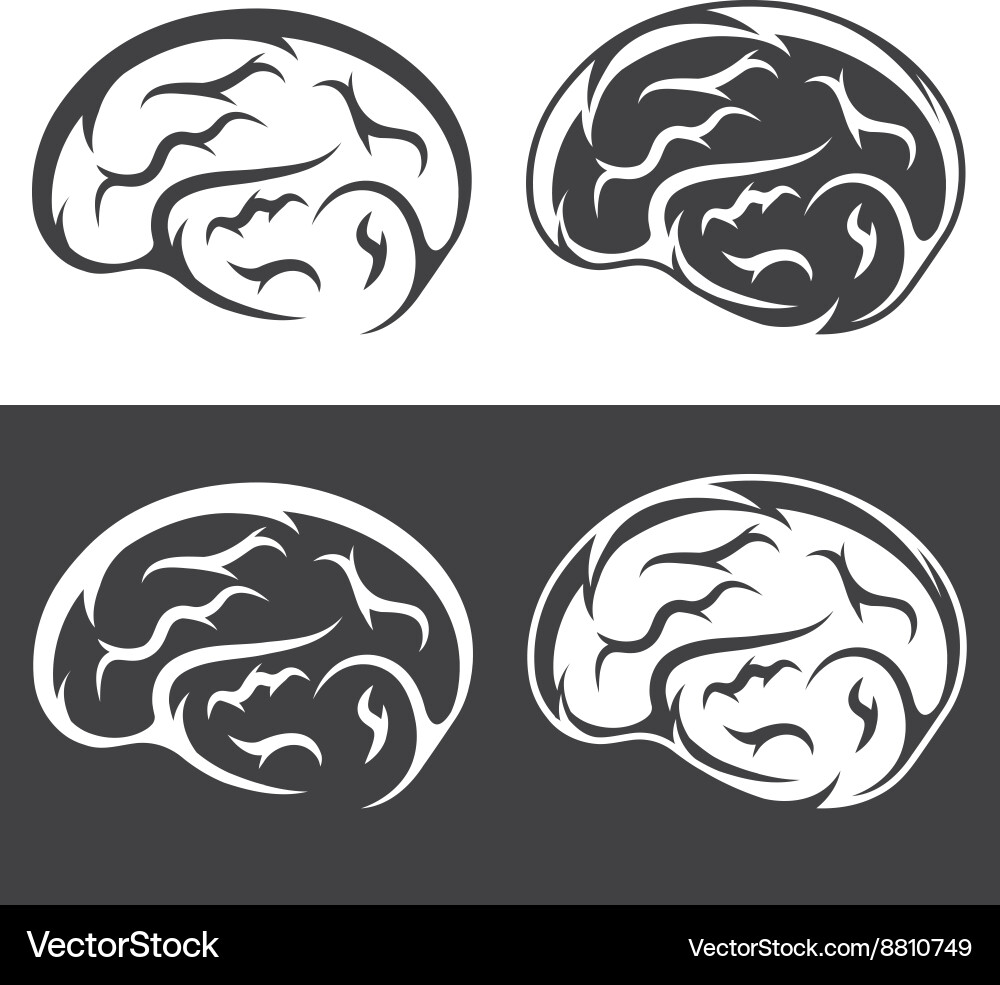 Set of simple icons with brain vector image