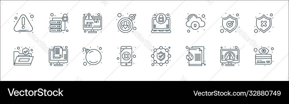 Web security line icons linear set quality Web security line icons linear set quality vector image