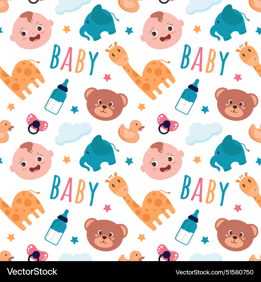 Baby seamless pattern design a set of simple Baby seamless pattern design a set of simple vector image