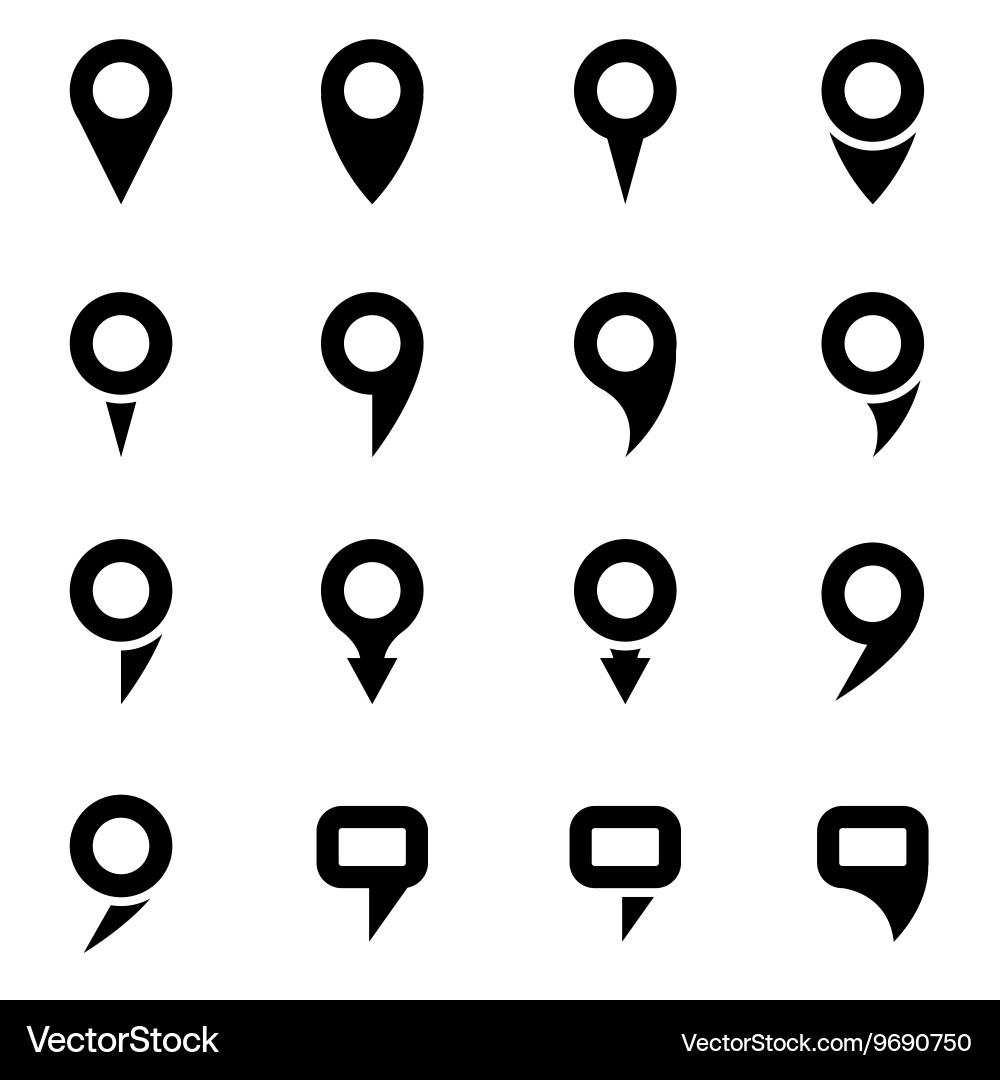 Black map pointer icon set vector image