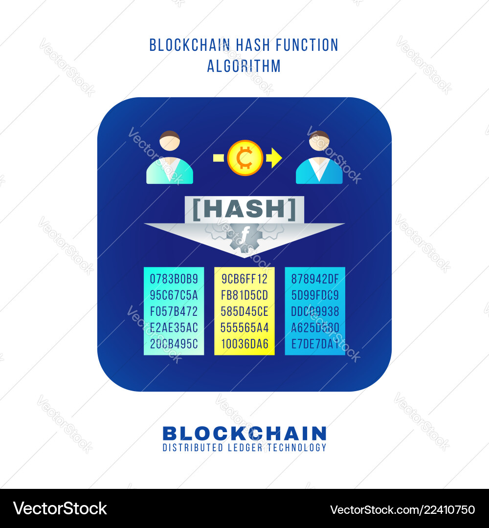 Blockchain Hash Function Algorithm vector image