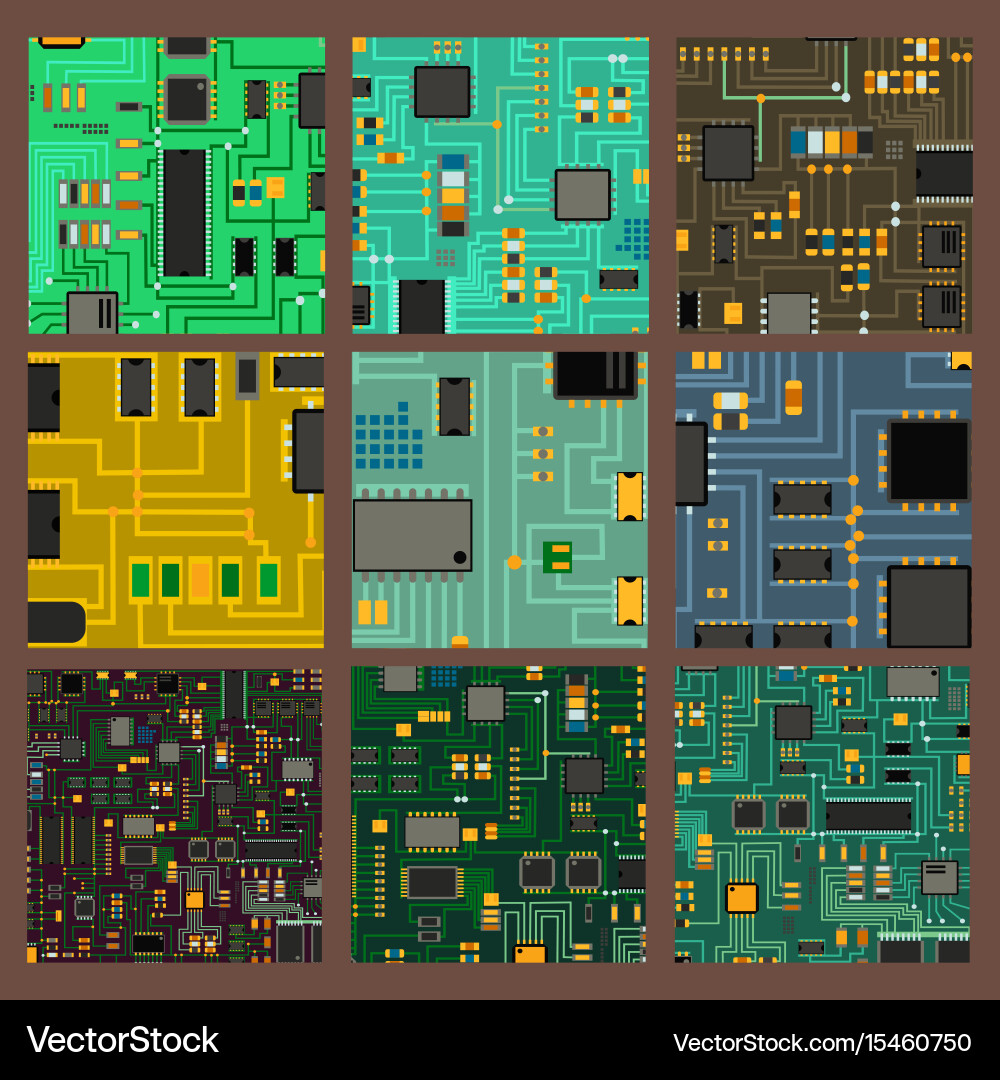 Computer chip technology processor circuit vector image