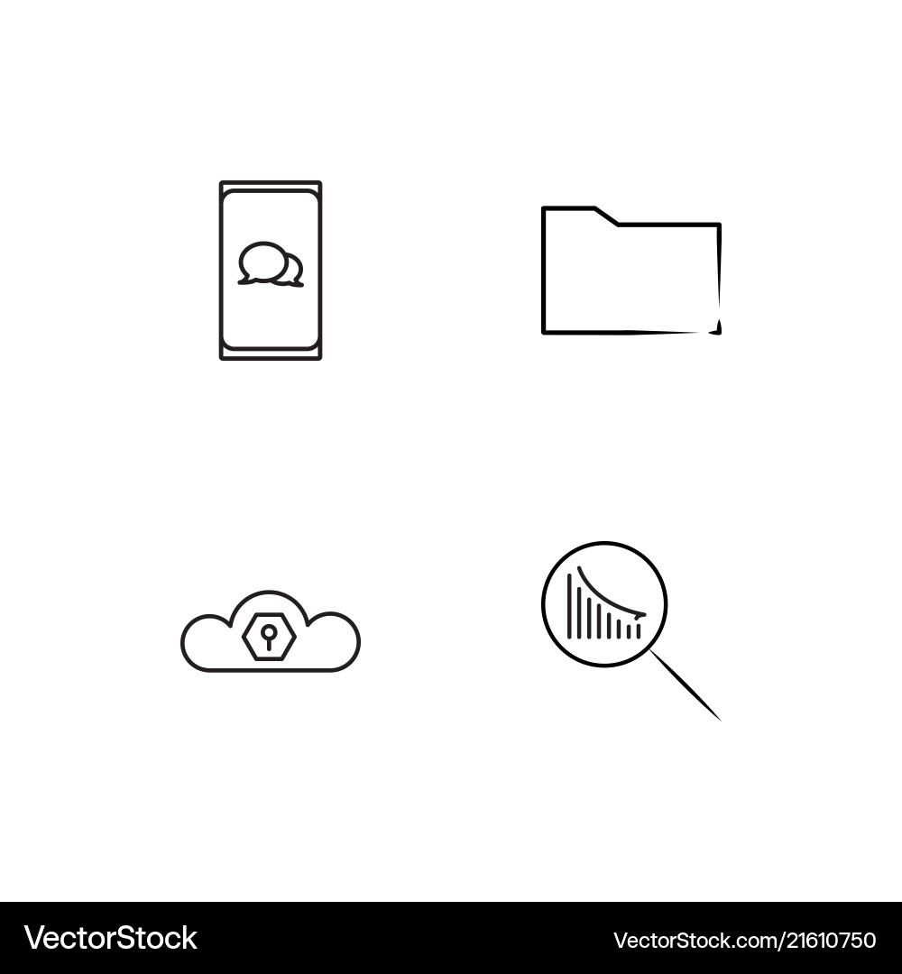 Data analytics linear icons set simple outline Vector Image