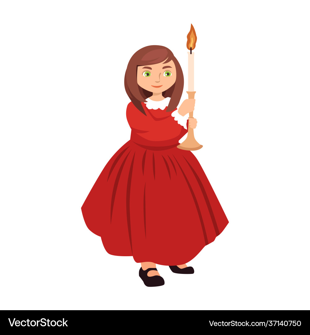 Girl with long brown hair holding a candle Girl with long brown hair holding a candle vector image