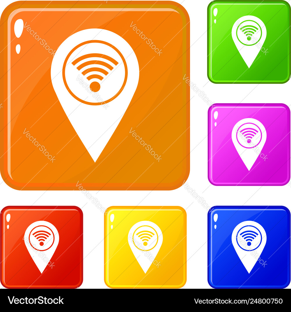 Map pin pointer with wi fi symbol icons set Map pin pointer with wi fi symbol icons set vector image