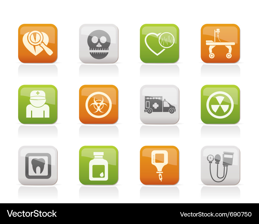 Medicine and hospital equipment icons Vector Image