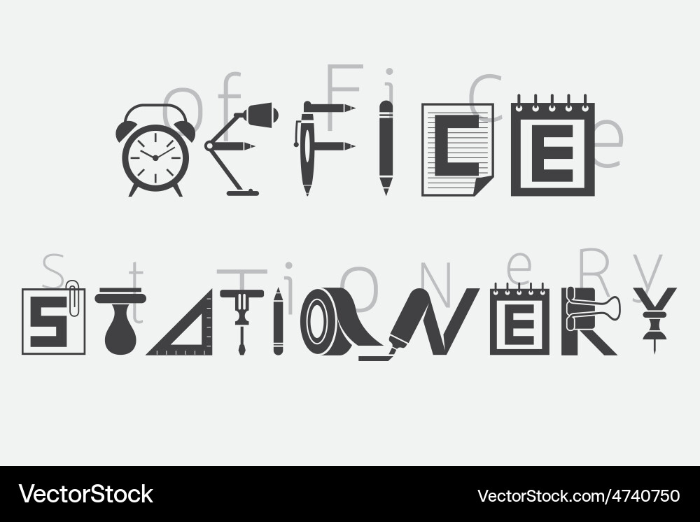 Office and stationery display text Vector Image