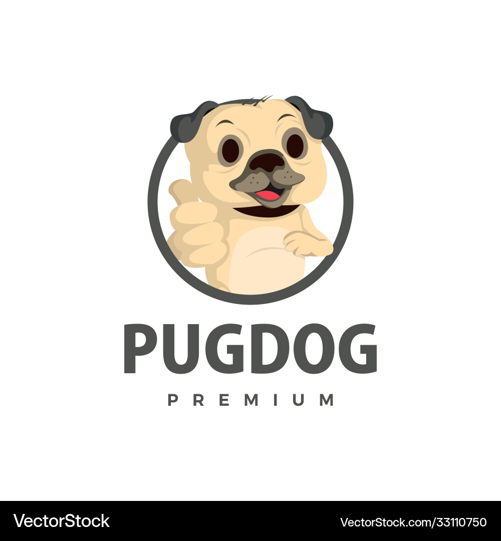 Pug dog thump up mascot character logo icon Vector Image