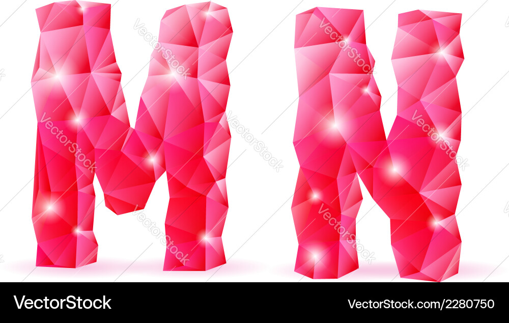 Ruby polygonal font Vector Image