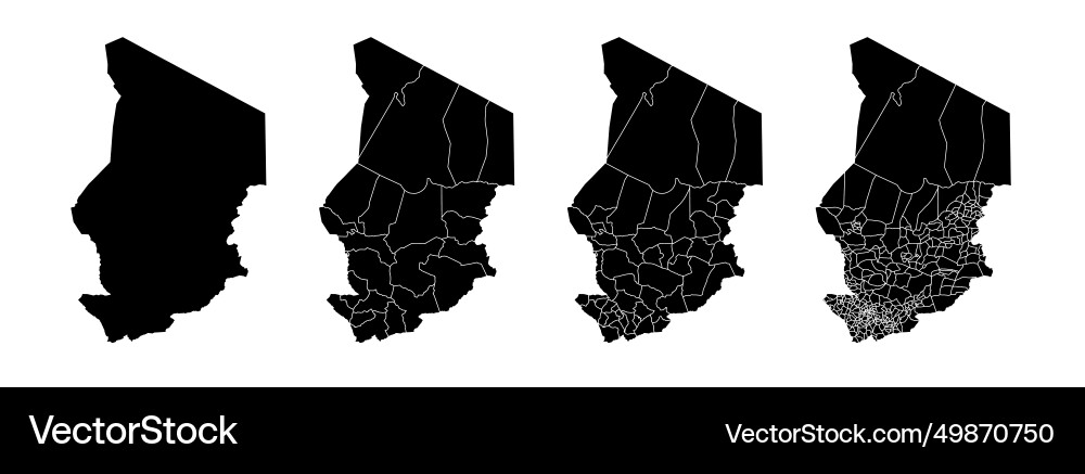 Set of isolated chad maps with regions Set of isolated chad maps with regions Vector Image