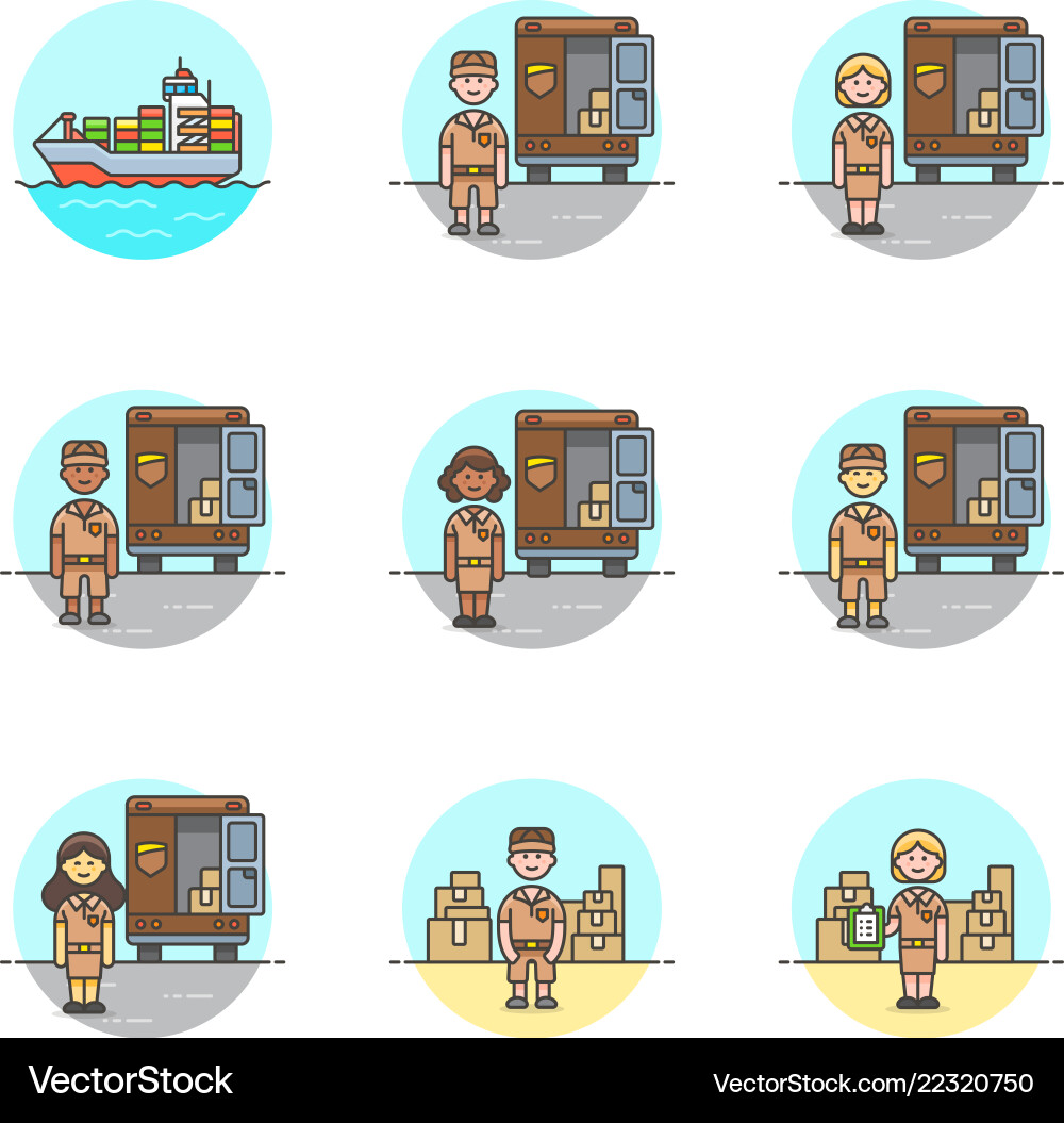 Set of multicolor logistic icons vector image