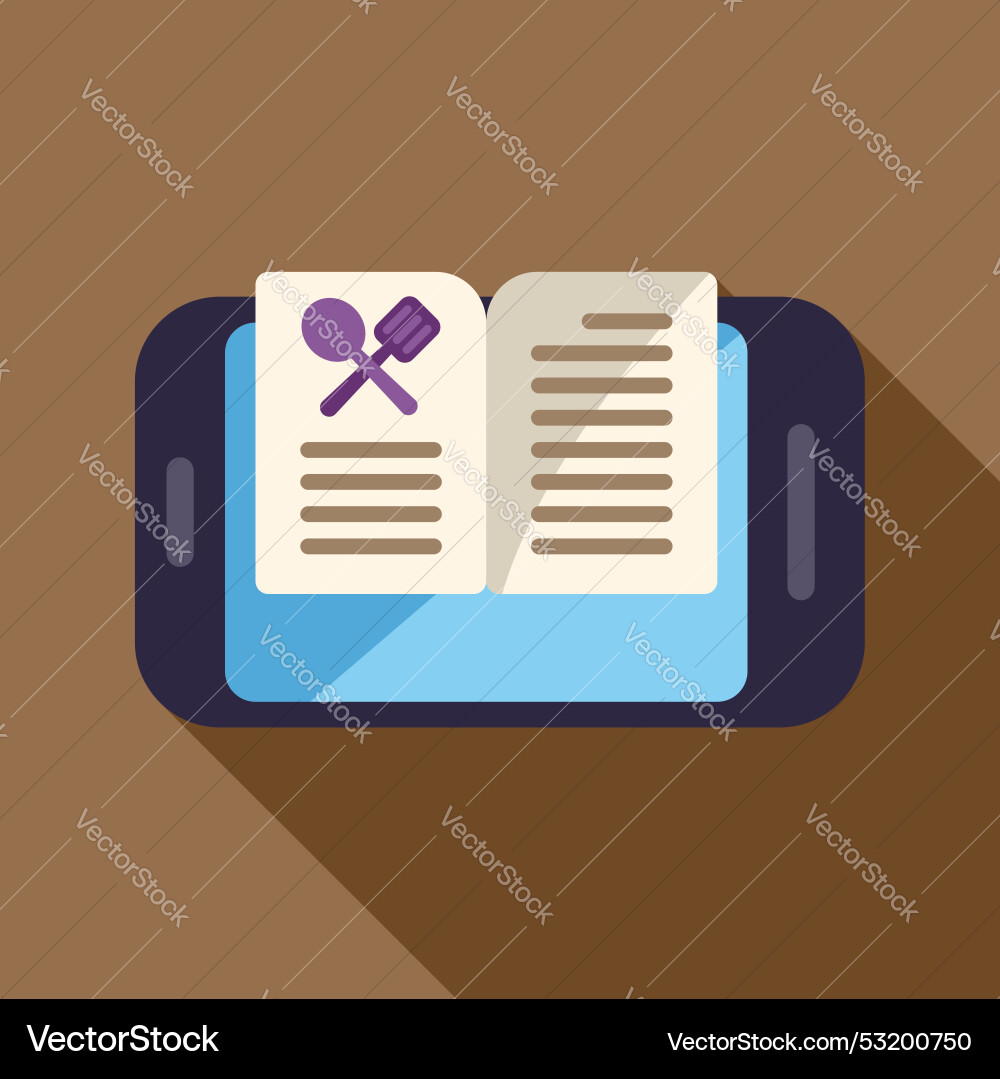 Smartphone showing online cookbook app for digital Smartphone showing online cookbook app for digital Vector Image