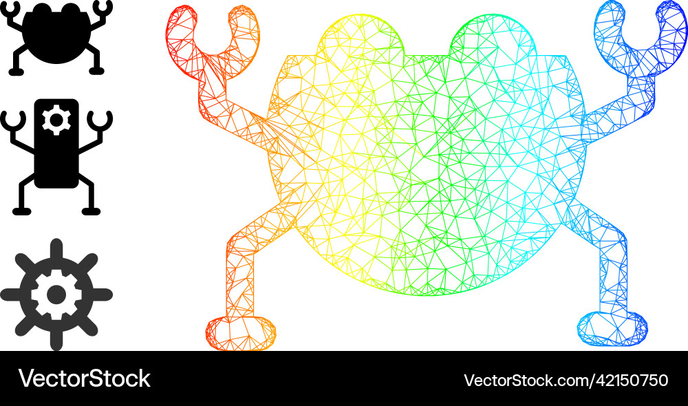 Spectrum gradient net mesh artificial nanobot icon Spectrum gradient net mesh artificial nanobot icon vector image