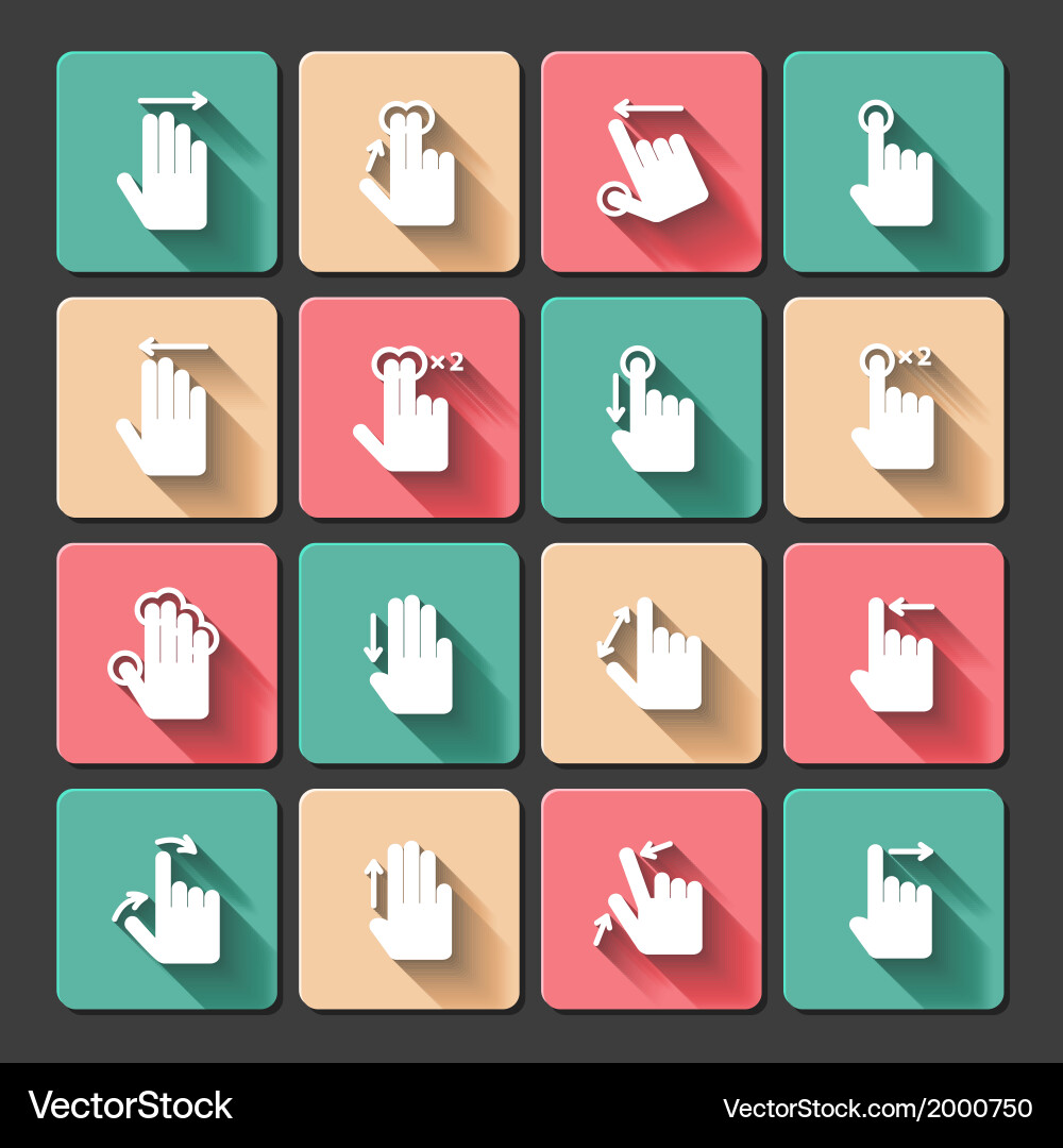 Touch Gestures Icons - Mobile Interface vector image