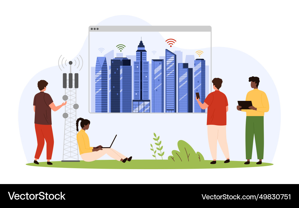5g and iot data technology in smart city tiny 5g and iot data technology in smart city tiny vector image