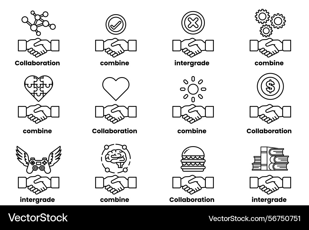 A series of handshakes each with different Vector Image