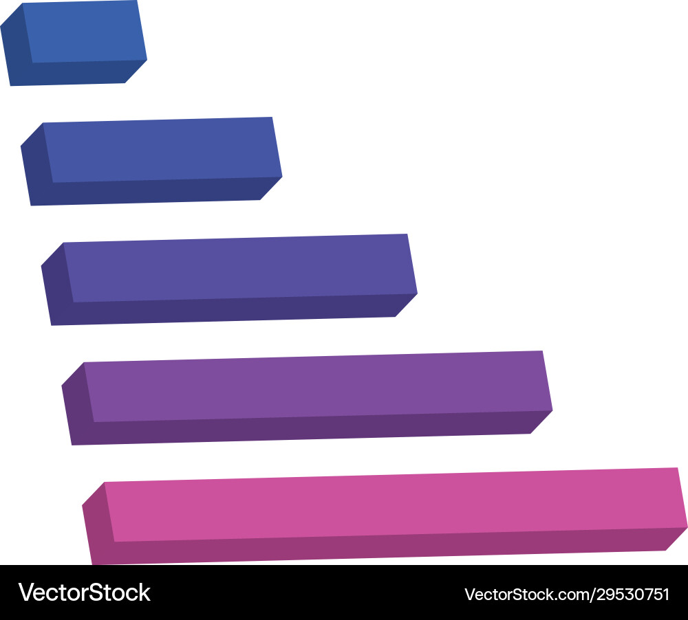 Bar chart 5 growing columns 3d isometric Bar chart 5 growing columns 3d isometric vector image