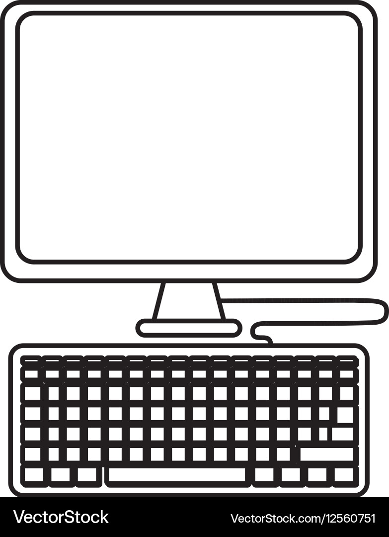 Computer with keyboard vector image
