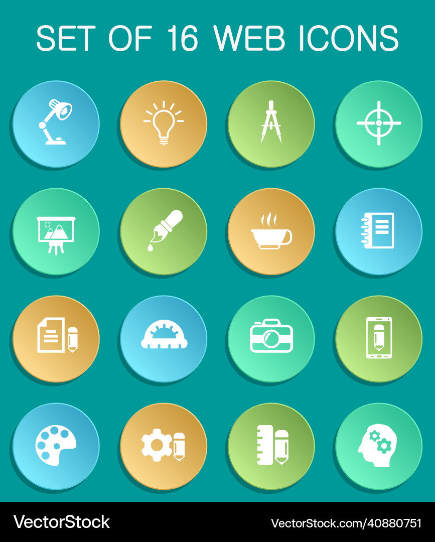Creative process web icons on colorful round Vector Image