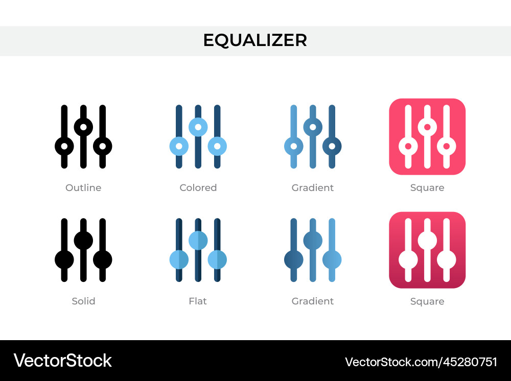 Equalizer icon in different style icons Equalizer icon in different style icons vector image