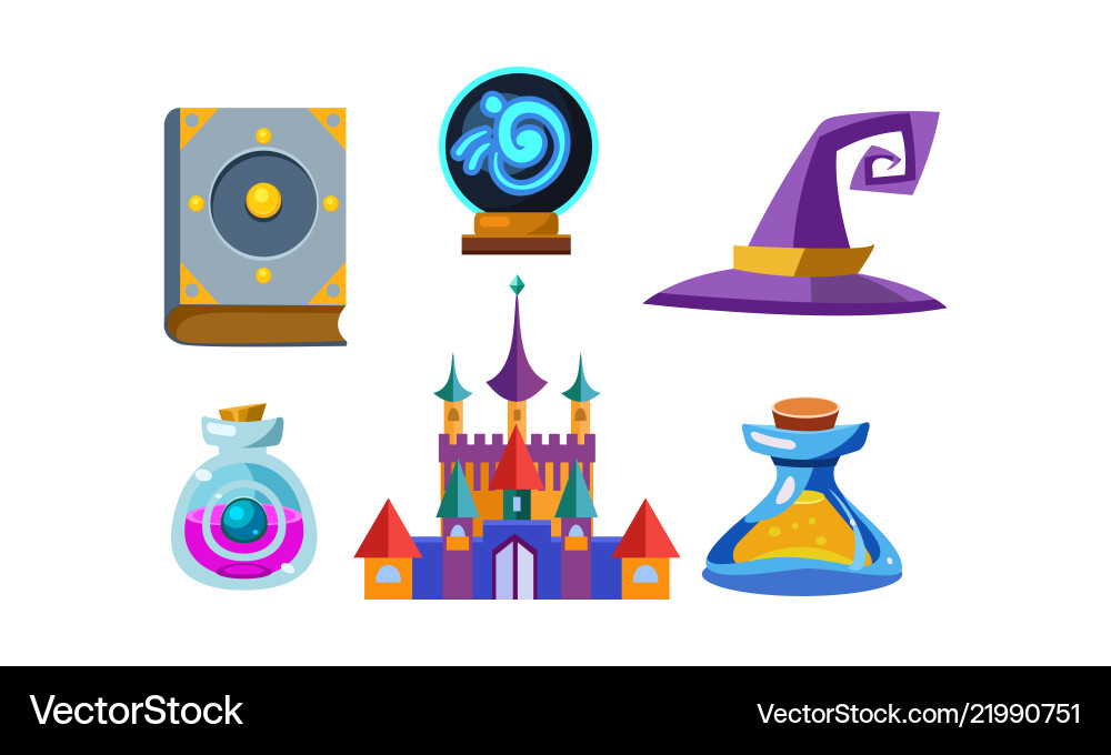 Flat set of fabulous items for mobile game Flat set of fabulous items for mobile game vector image