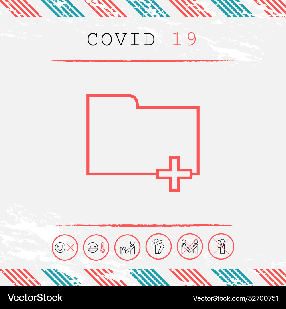 Folder icon with plus sign - add attach create vector image