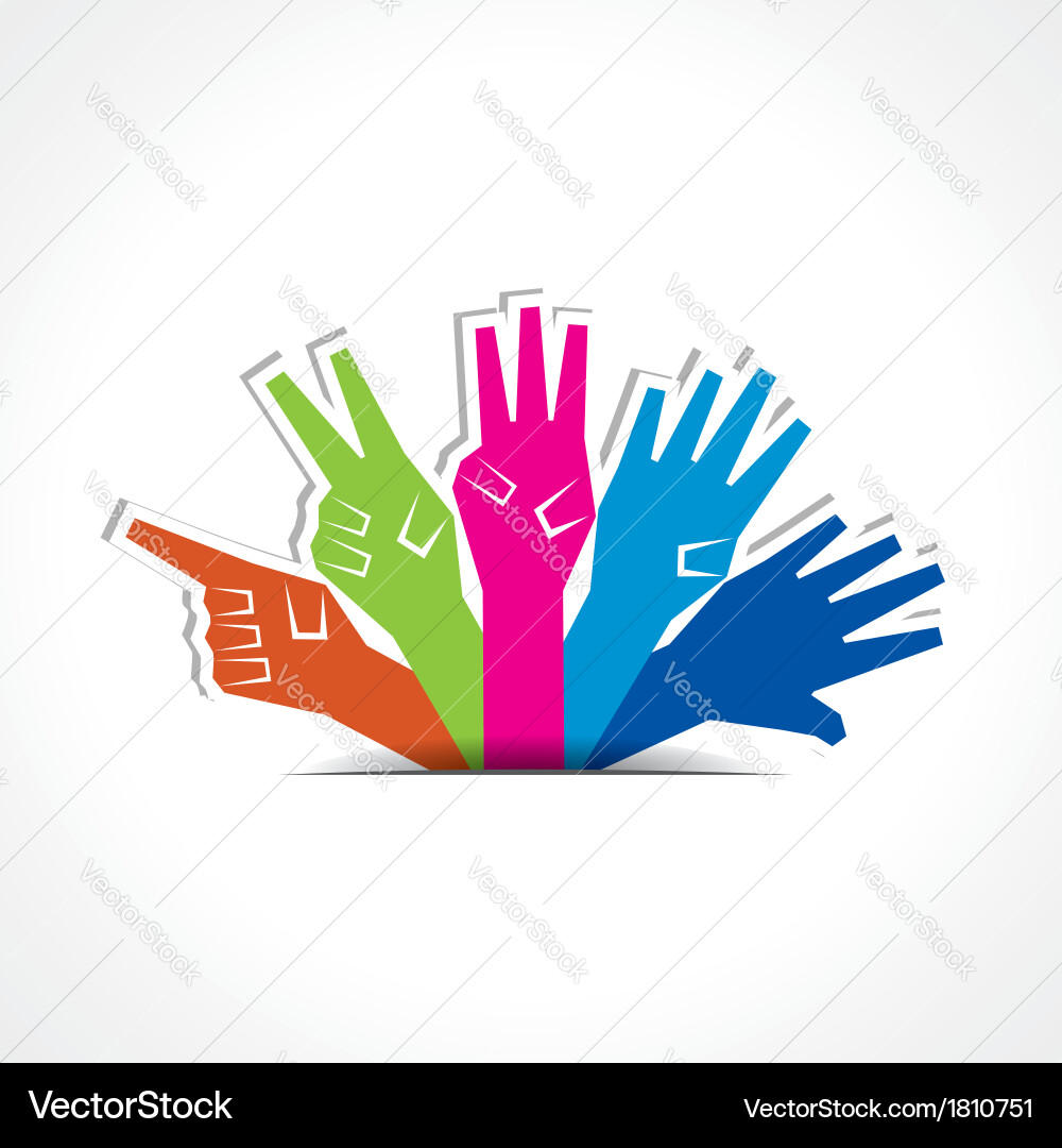 Hands make number one to five with copy-space Vector Image