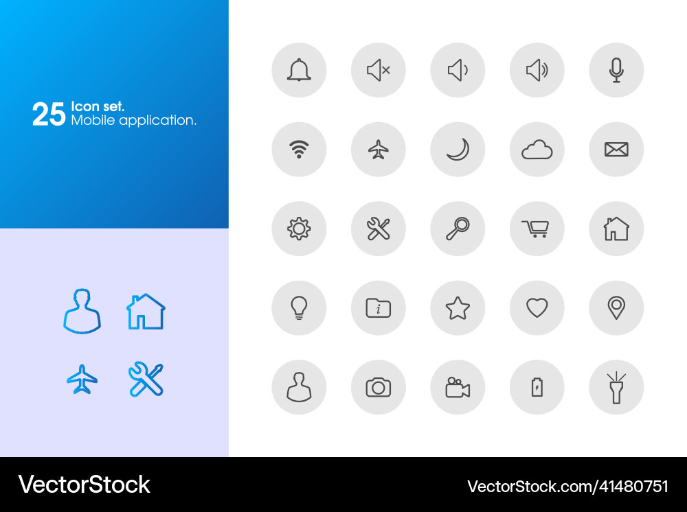 Icon set multi colored button in flat style Vector Image