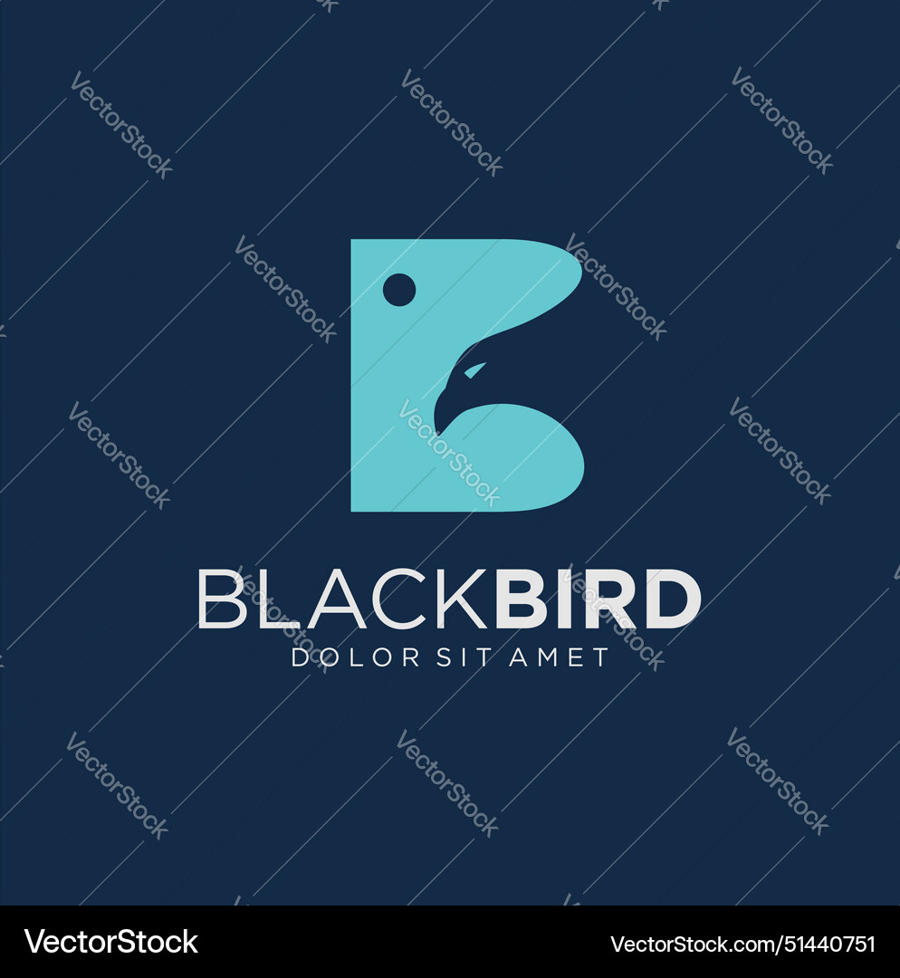 Initial b with eagle logo design icon Royalty Free Vector
