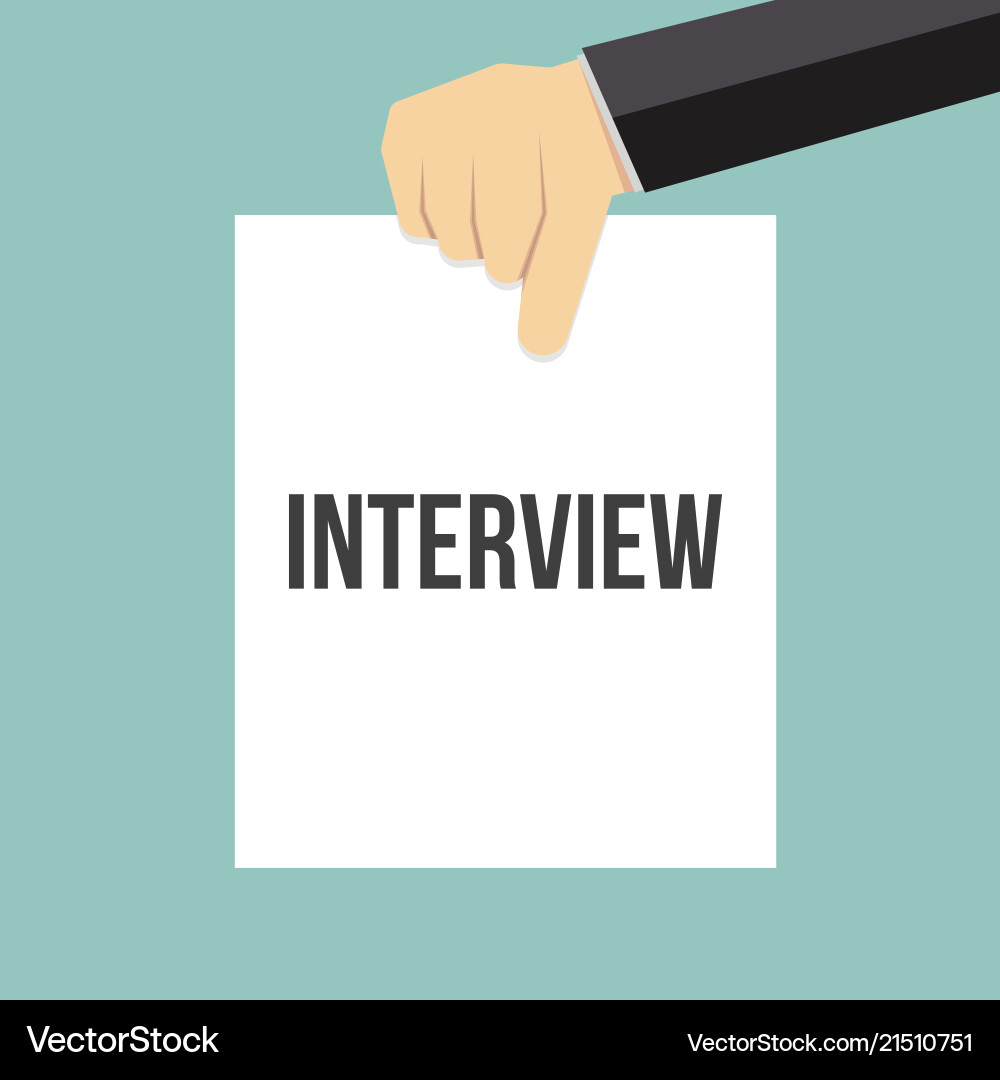 Man showing paper interview text Man showing paper interview text vector image