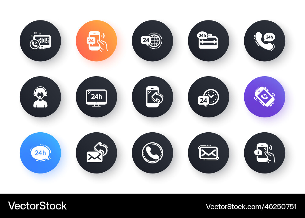Processing icons call center support and chat vector image