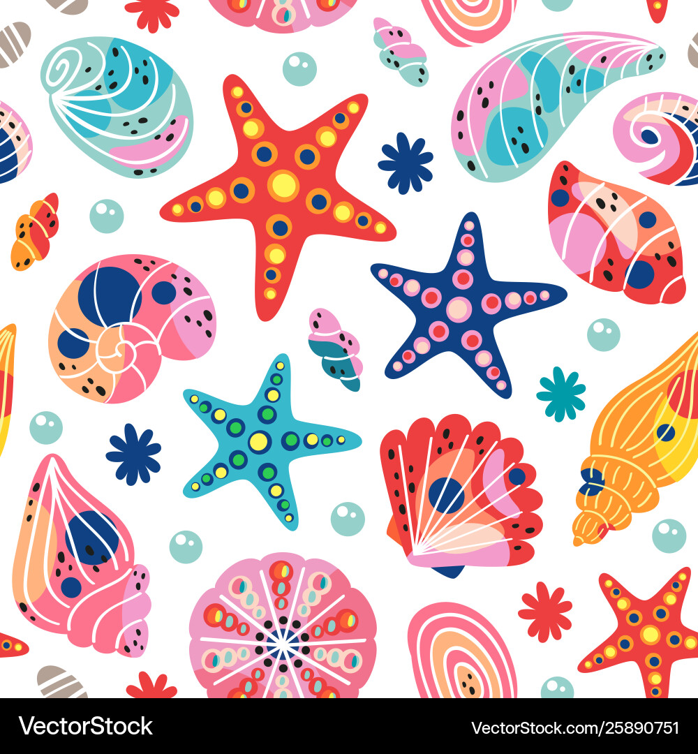 Seashells Seamless Pattern Royalty Free Vector Image