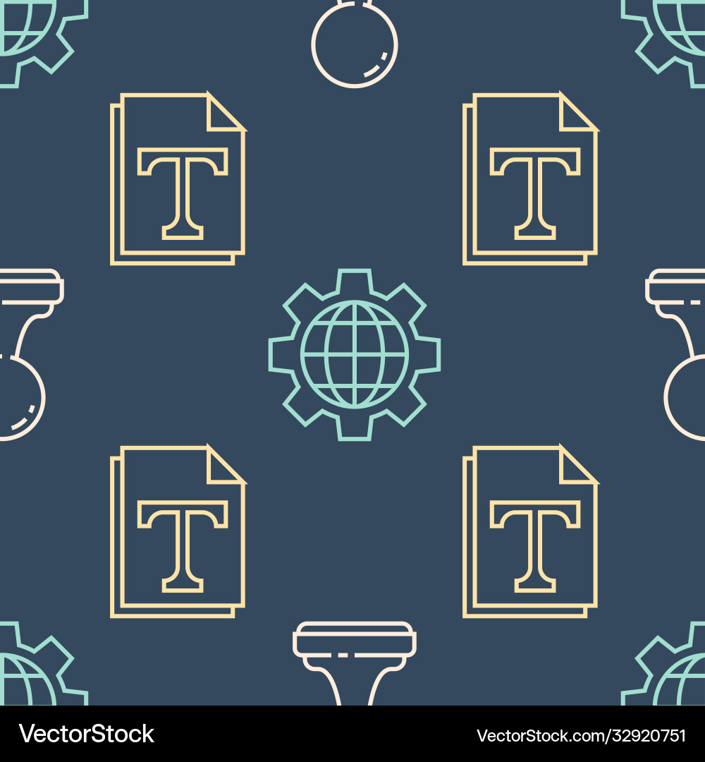 Set line stamp text file document and globe Set line stamp text file document and globe vector image