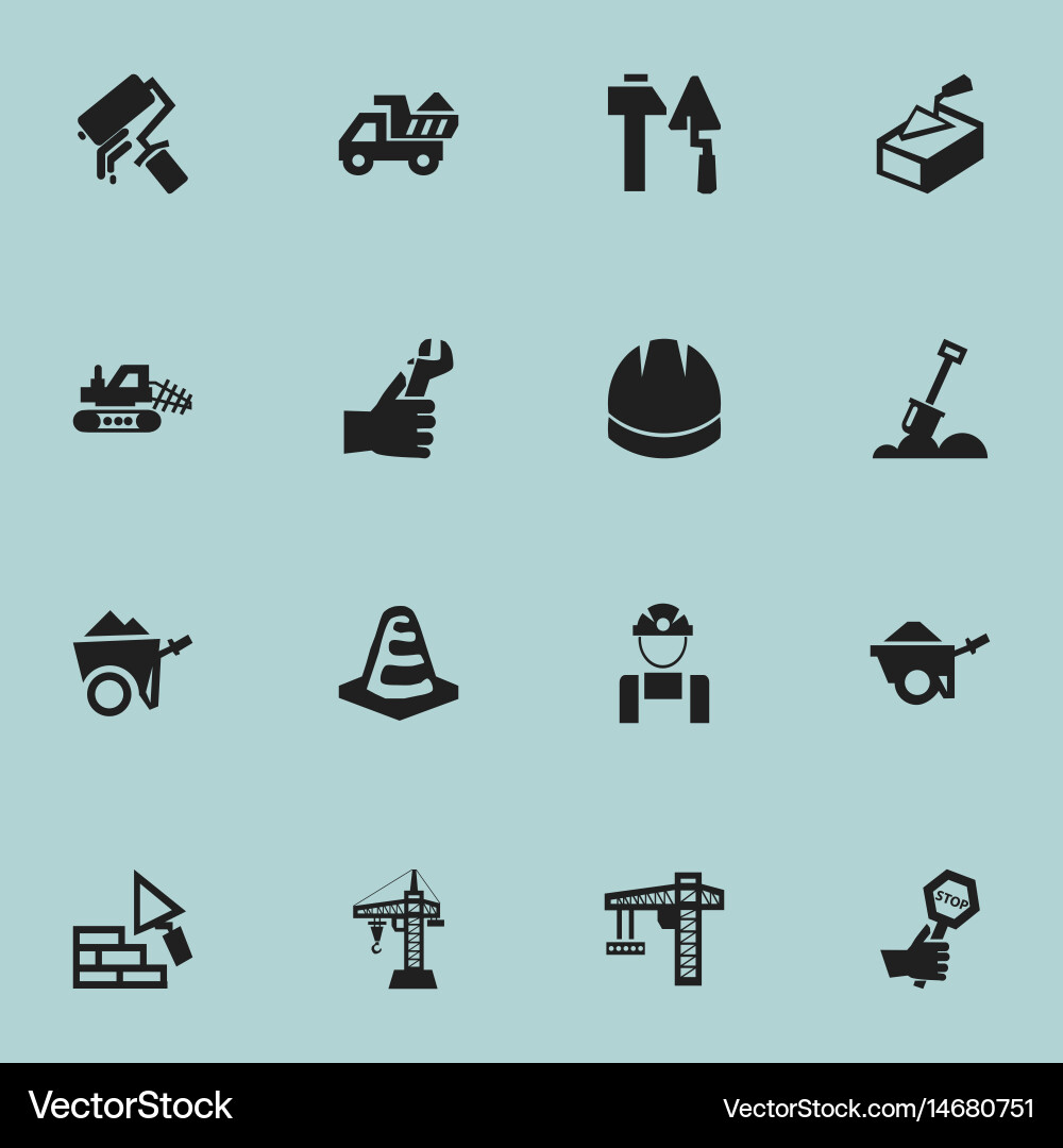 Set of 16 editable building icons includes vector image