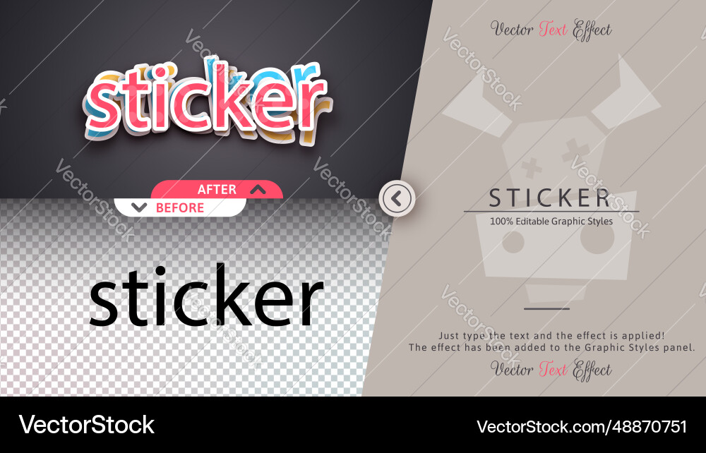 Stickers - editable text effect font style vector image