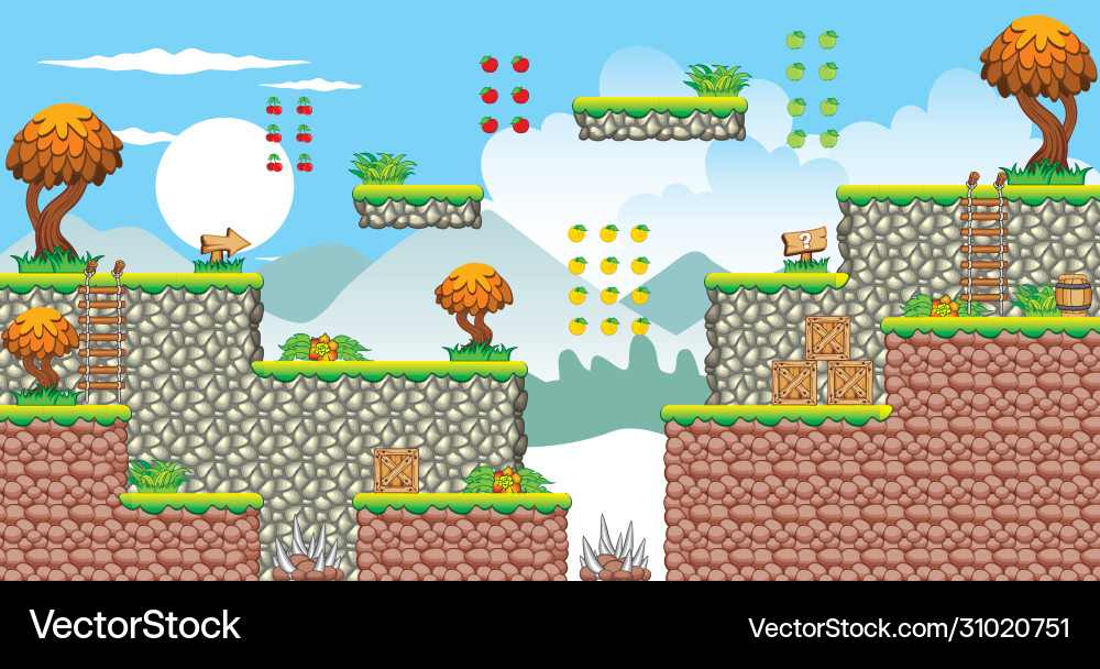 Tile set platform for game 2 Vector Image