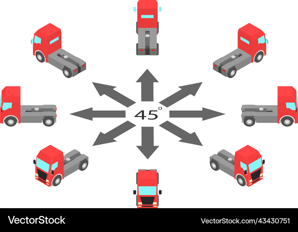 Tractor unit in different angles Tractor unit in different angles Vector Image