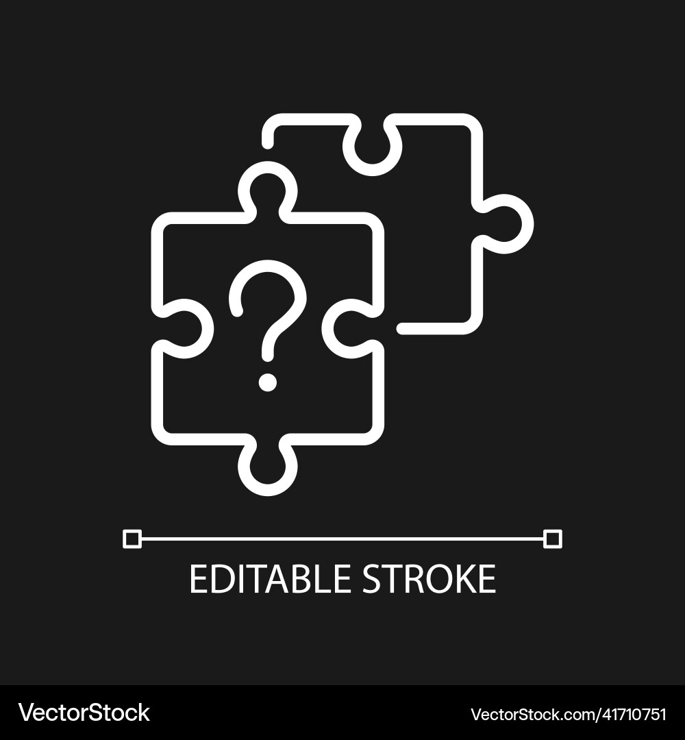 Unsolved puzzle white linear icon for dark theme Vector Image