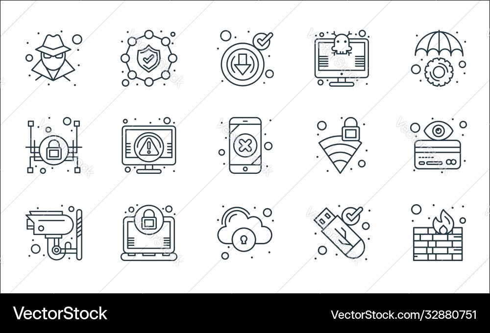 Web security line icons linear set quality Web security line icons linear set quality vector image