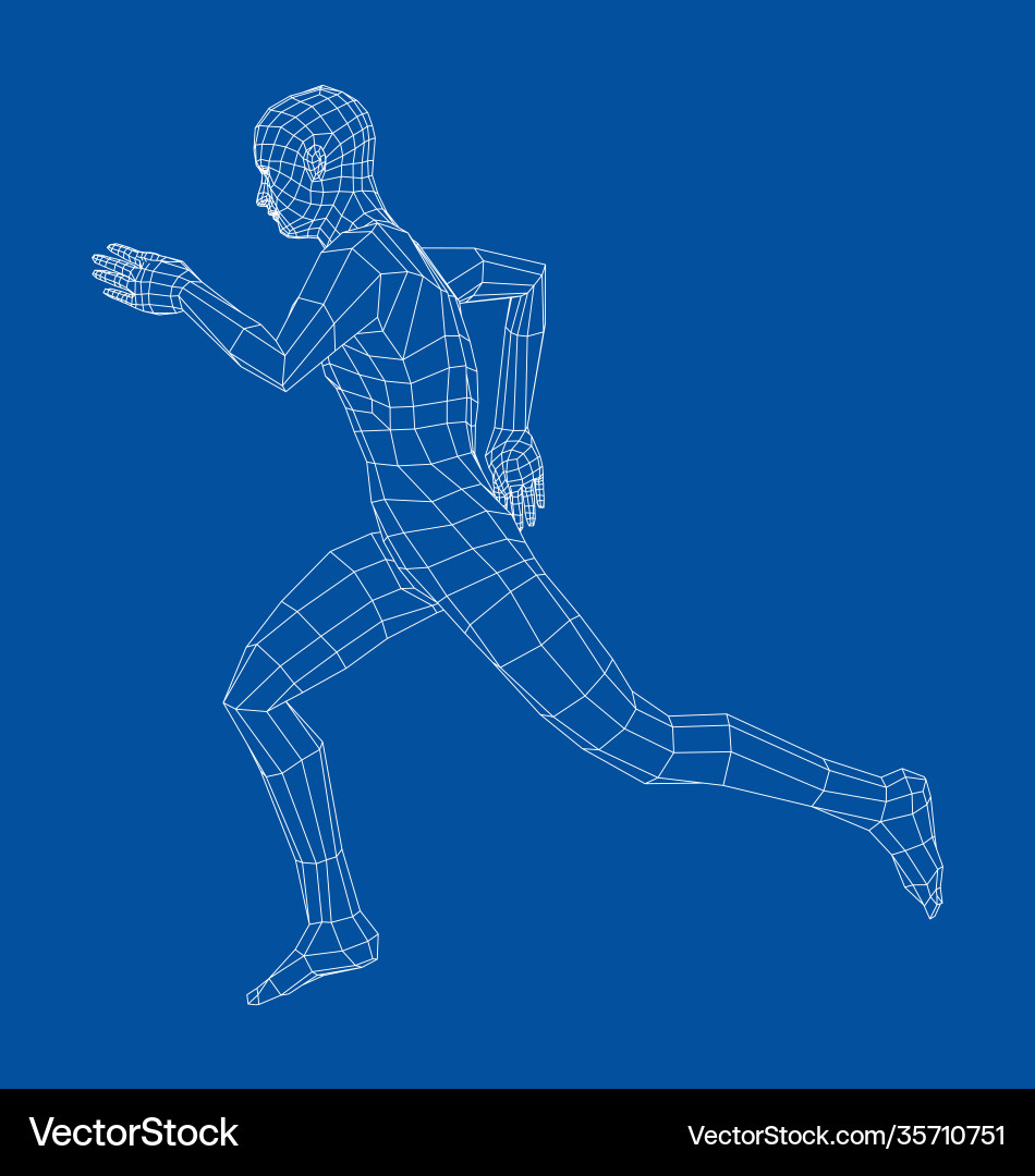 Wireframe running man Vector Image