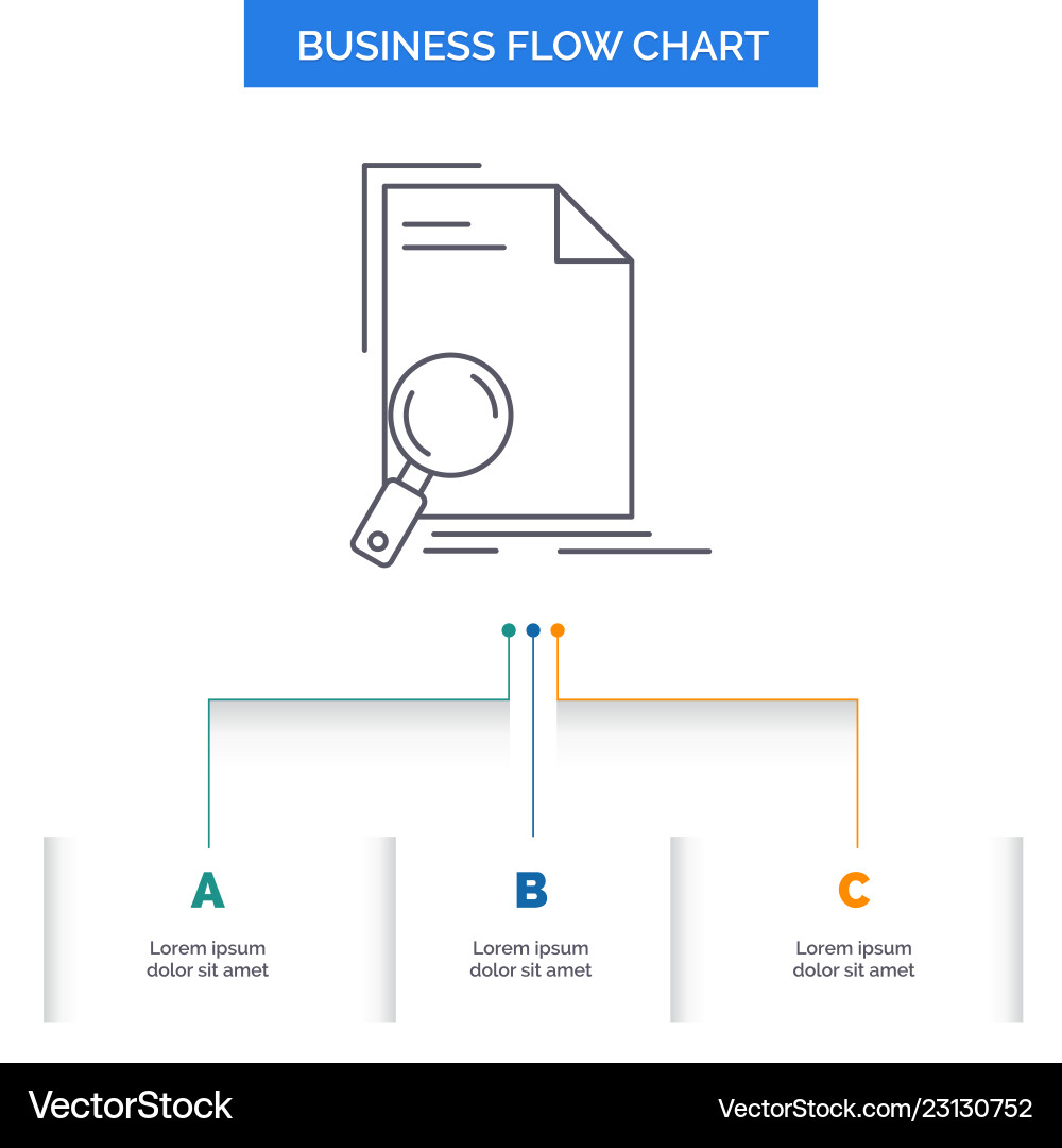 Analysis document file find page business flow Analysis document file find page business flow vector image