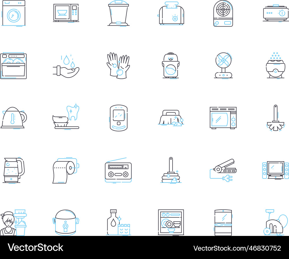 Cabinet design linear icons set efficient Cabinet design linear icons set efficient vector image