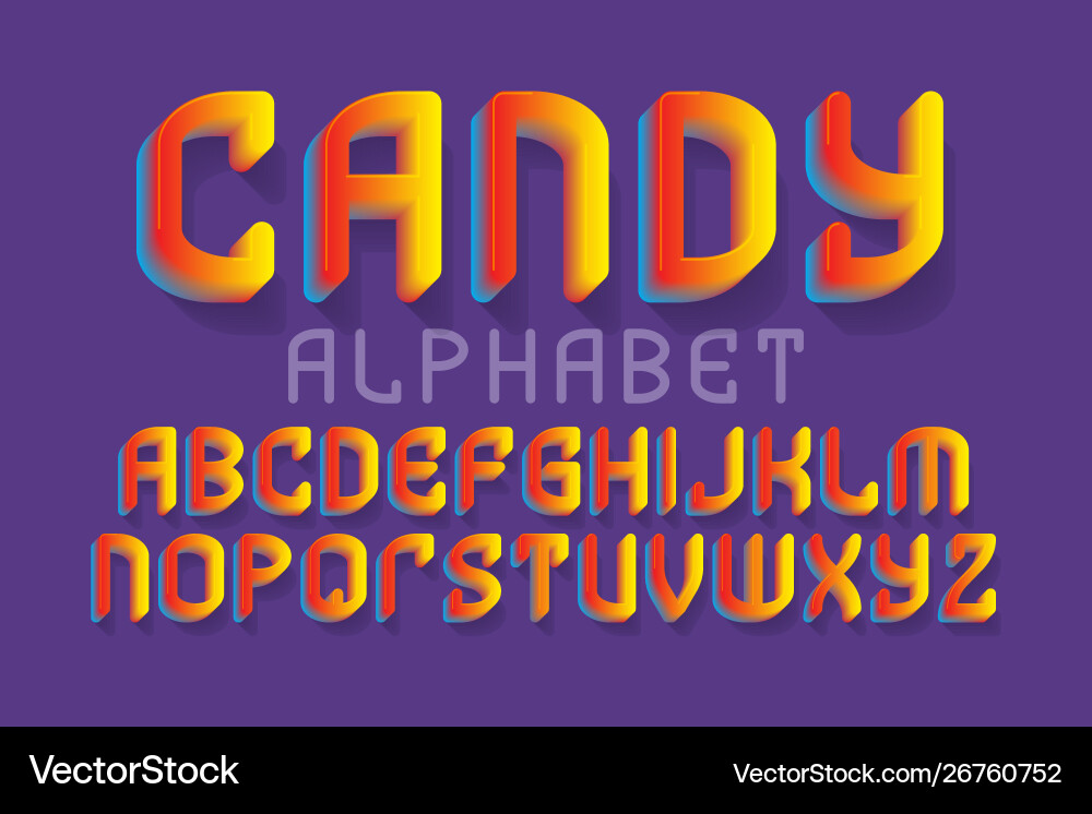 Candy alphabet gelb rot Gradient festliche Schrift Candy alphabet gelb rot Gradient festliche Schrift vektorbild
