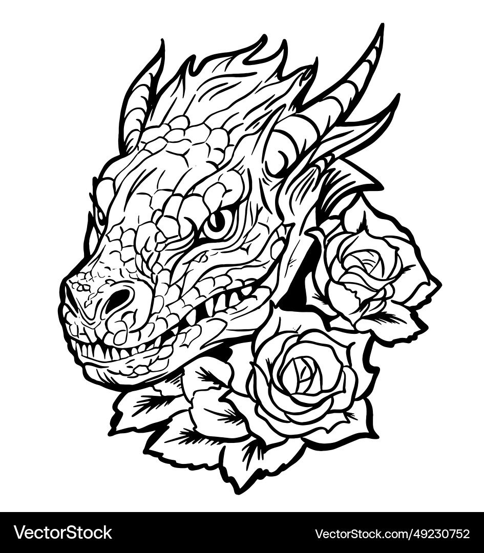 Contour image of dragon zodiac animal sign Contour image of dragon zodiac animal sign vector image