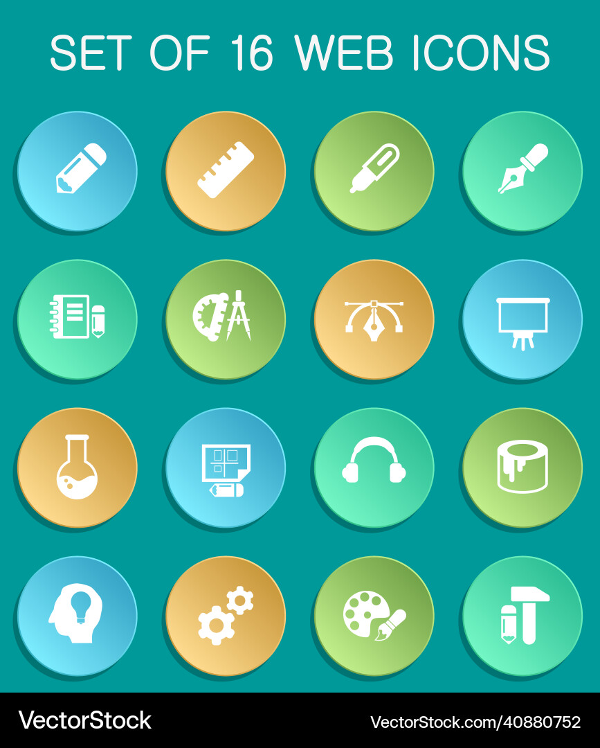 Creative process web icons on colorful round Vector Image