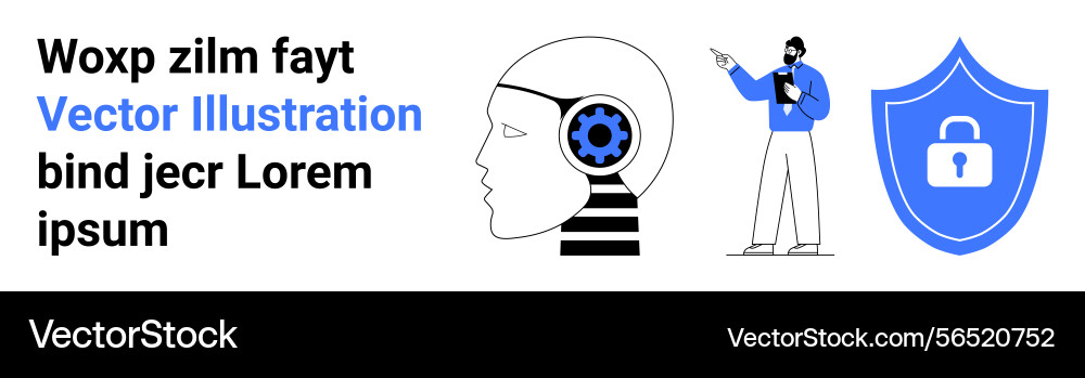 Cybersecurity and ai concept with data protection vector image