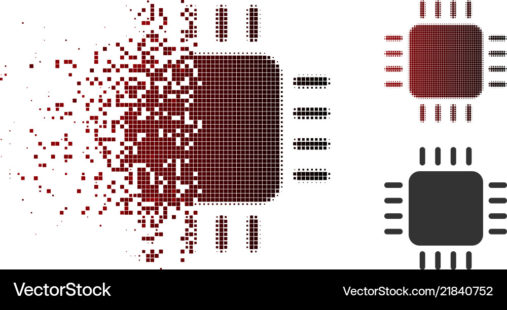 Disintegrating dot halftone processor icon Disintegrating dot halftone processor icon vector image